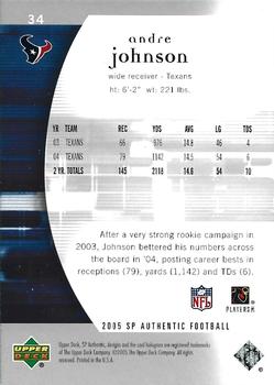 2005 SP Authentic - UD Promos #34 Andre Johnson Back