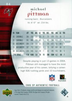 2005 SP Authentic - UD Promos #84 Michael Pittman Back
