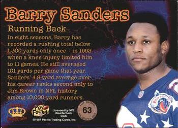 1997 Pacific Philadelphia - Gold #63 Barry Sanders Back