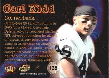 1997 Pacific Philadelphia - Gold #138 Carl Kidd Back