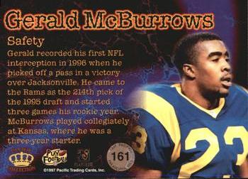 1997 Pacific Philadelphia - Gold #161 Gerald McBurrows Back