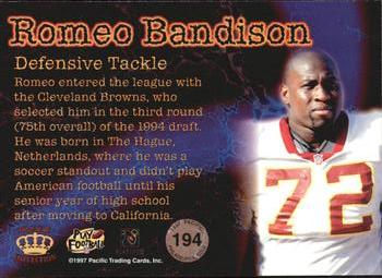 1997 Pacific Philadelphia - Gold #194 Romeo Bandison Back
