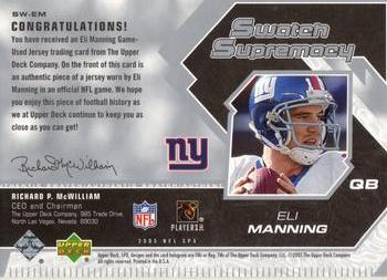 2005 SPx - Swatch Supremacy #SW-EM Eli Manning Back