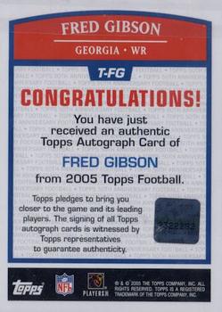 2005 Topps - Autographs #T-FG Fred Gibson Back