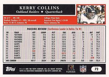 2005 Topps - Black #72 Kerry Collins Back