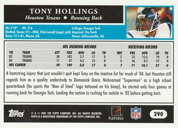 2005 Topps - Black #290 Tony Hollings Back