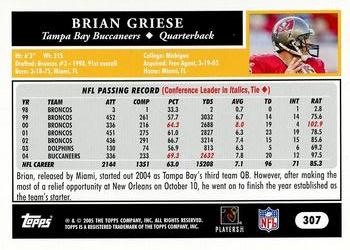 2005 Topps - Black #307 Brian Griese Back