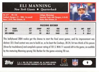 2005 Topps - Black #9 Eli Manning Back