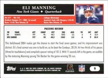 2005 Topps 1st Edition #9 Eli Manning Back