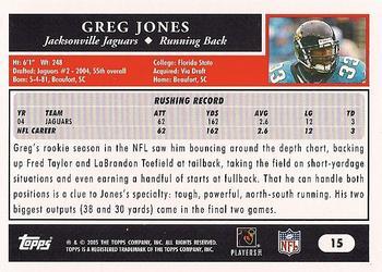 2005 Topps 1st Edition #15 Greg Jones Back