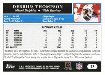 2005 Topps 1st Edition #27 Derrius Thompson Back