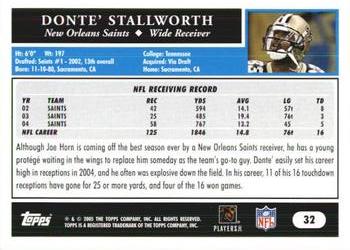 2005 Topps 1st Edition #32 Donte Stallworth Back