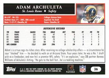 2005 Topps 1st Edition #36 Adam Archuleta Back