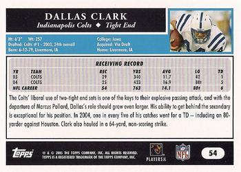 2005 Topps 1st Edition #54 Dallas Clark Back