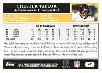 2005 Topps 1st Edition #67 Chester Taylor Back