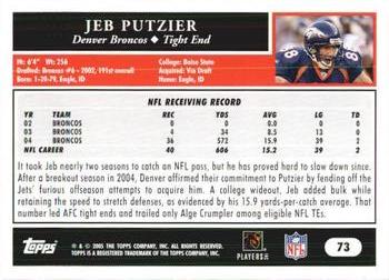2005 Topps 1st Edition #73 Jeb Putzier Back