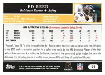 2005 Topps 1st Edition #99 Ed Reed Back
