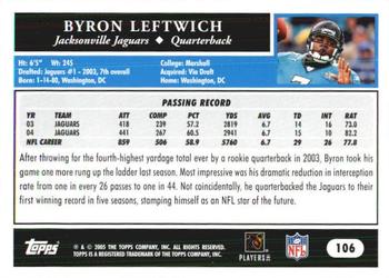 2005 Topps 1st Edition #106 Byron Leftwich Back