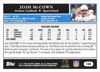 2005 Topps 1st Edition #160 Josh McCown Back