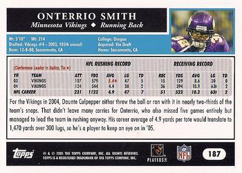 2005 Topps 1st Edition #187 Onterrio Smith Back