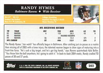 2005 Topps 1st Edition #202 Randy Hymes Back