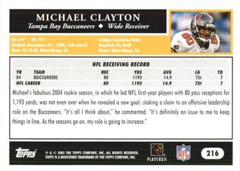2005 Topps 1st Edition #216 Michael Clayton Back