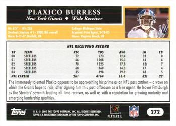 2005 Topps 1st Edition #272 Plaxico Burress Back