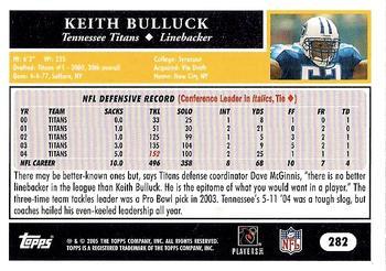 2005 Topps 1st Edition #282 Keith Bulluck Back