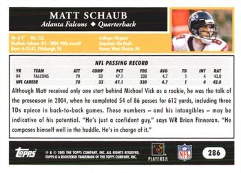 2005 Topps 1st Edition #286 Matt Schaub Back