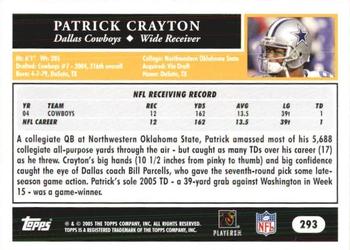 2005 Topps 1st Edition #293 Patrick Crayton Back