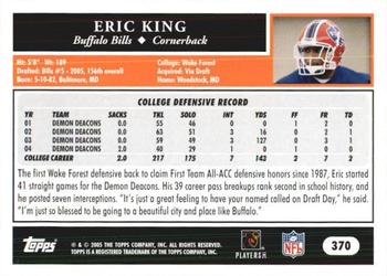 2005 Topps 1st Edition #370 Eric King Back