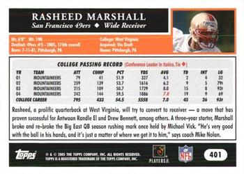 2005 Topps 1st Edition #401 Rasheed Marshall Back