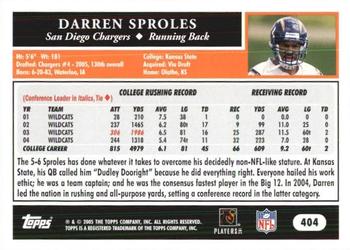 2005 Topps 1st Edition #404 Darren Sproles Back