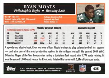 2005 Topps 1st Edition #425 Ryan Moats Back