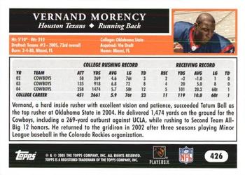 2005 Topps 1st Edition #426 Vernand Morency Back