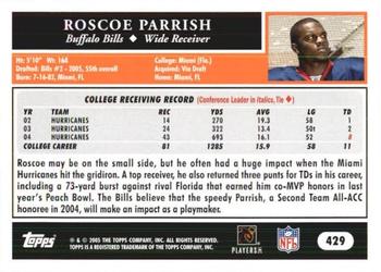 2005 Topps 1st Edition #429 Roscoe Parrish Back