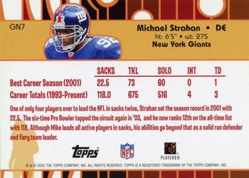 2005 Topps - Golden Anniversary Gold Nuggets #GN7 Michael Strahan Back