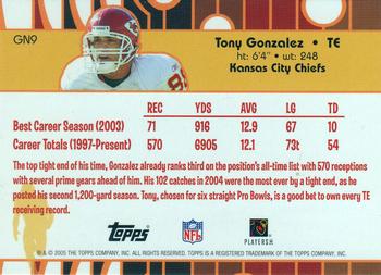 2005 Topps - Golden Anniversary Gold Nuggets #GN9 Tony Gonzalez Back