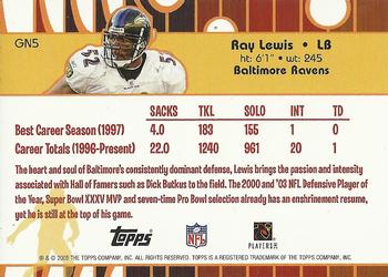 2005 Topps - Golden Anniversary Gold Nuggets #GN5 Ray Lewis Back