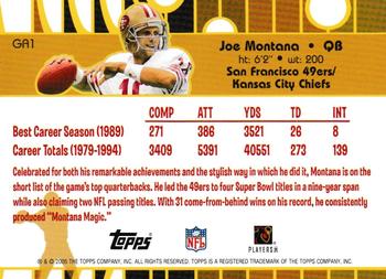 2005 Topps - Golden Anniversary Golden Greats #GA1 Joe Montana Back