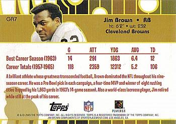 2005 Topps - Golden Anniversary Golden Greats #GA7 Jim Brown Back