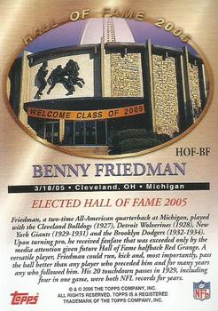 2005 Topps - Hall of Fame Class of 2005 #HOF-BF Benny Friedman Back