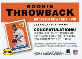 2005 Topps - Rookie Throwback Relics #RT-BE Braylon Edwards Back