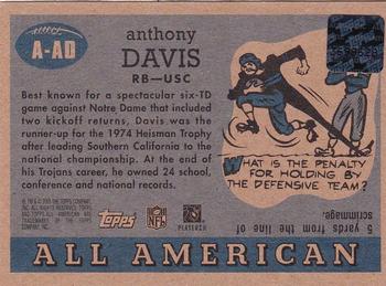 2005 Topps All American - Autographs #A-AD Anthony Davis Back