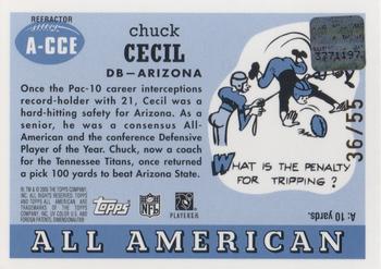 2005 Topps All American - Autographs Chrome Refractors #A-CCE Chuck Cecil Back