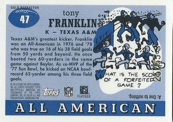 2005 Topps All American - Gold Chrome Refractor #47 Tony Franklin Back