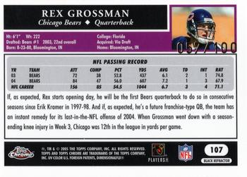 2005 Topps Chrome - Black Refractors #107 Rex Grossman Back