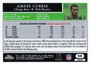 2005 Topps Chrome - Gold Xfractors #230 Airese Currie Back