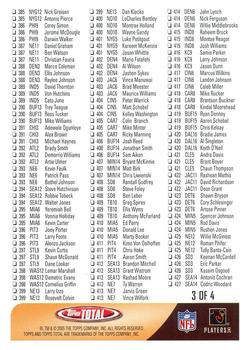 2005 Topps Total - Checklists #3 Checklist: 343-427 Back
