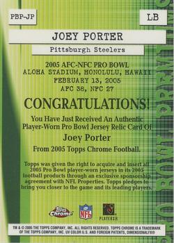2005 Topps Chrome - Pro Bowl Jerseys #PBP-JP Joey Porter Back